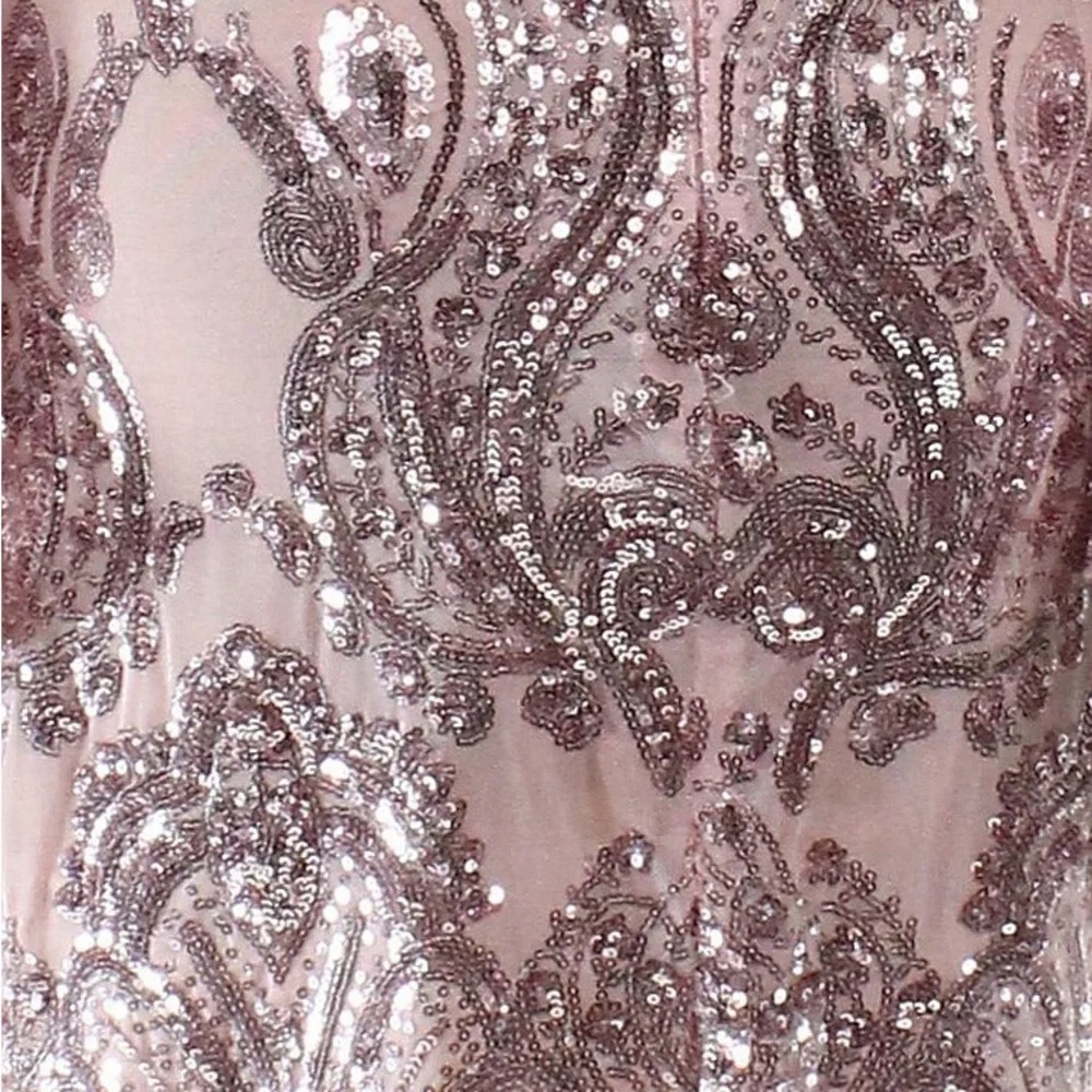 NWT Aqua Womens pale Pink Sequined Bell-Sleeve Off-Shoulder Cocktail dress (10) - Picture 13 of 13